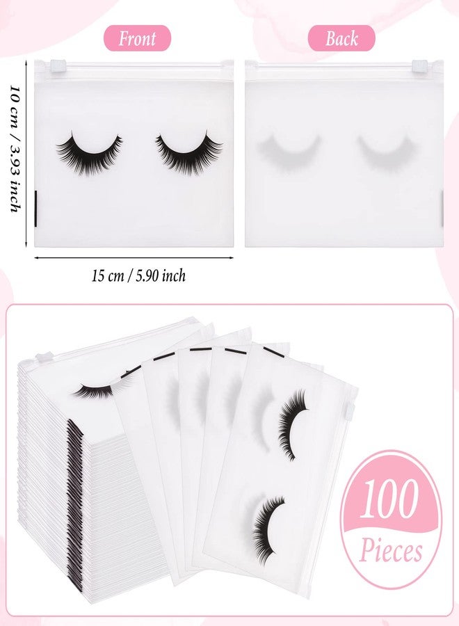 Noverlife 100PCS Eyelash Makeup Bags - Waterproof Plastic Makeup Bags with Zipper, Toiletry Pouch Cosmetic Bags for Clients - Image 2