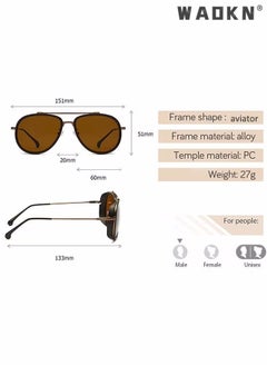 دبليو أيه أو كي أن نظارات شمسية أفياتور للرجال UV400 حماية النظارات الشمسية مع سبيكة الإطار أزياء المضادة للوهج ظلال الشمس للرجال القيادة الصيد السفر عدسة براون، القيادة ركوب الدراجات في الهواء الطلق  - Image 3