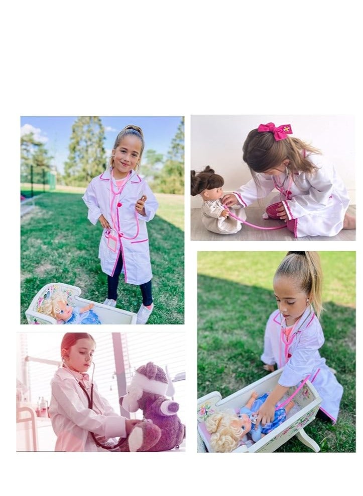 Kids Doctor Costume, Lab Coat Career Day Dress Up for Toddler Girls - Image 2