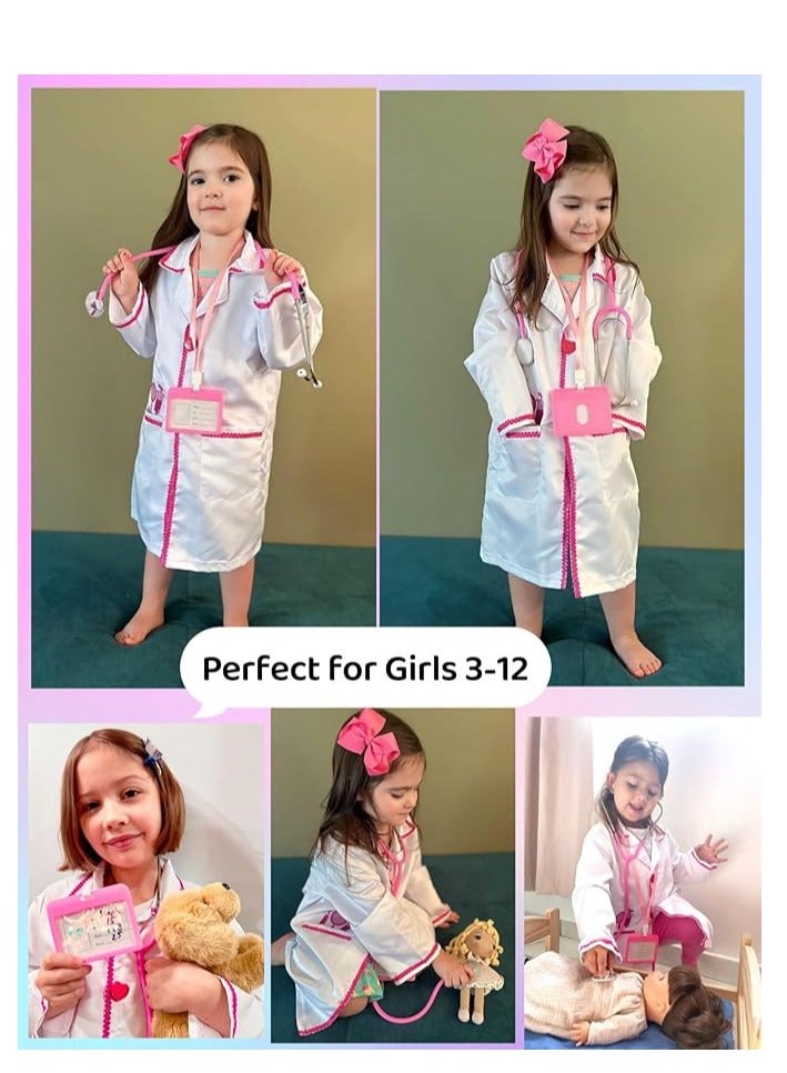 Kids Doctor Costume, Lab Coat Career Day Dress Up for Toddler Girls - Image 5