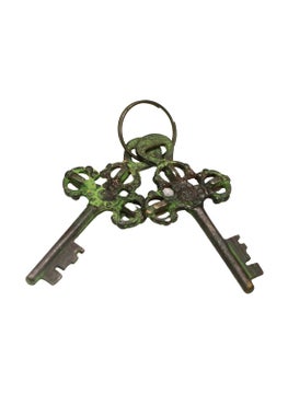 BHAVIKA DECOR BHAVIKA DECOR Brass Speare Padlock Vintage Style Antique Security Lock Functional Pad Lock with 2 Keys Green  - Image 5