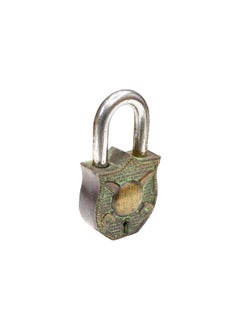 BHAVIKA DECOR BHAVIKA DECOR Brass Speare Padlock Vintage Style Antique Security Lock Functional Pad Lock with 2 Keys Green  - Image 2