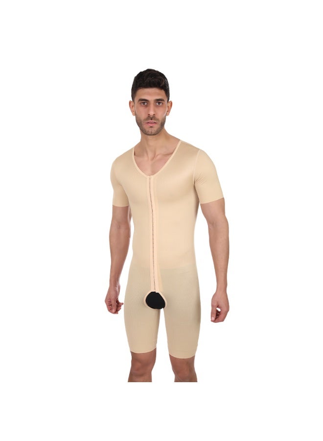 Sedra Shapely Men's full body shaper with short sleeves, compression design for chest, abdomen, and thighs to sculpt the figure, men's shapewear to conceal the belly and give a sporty look, beige - Image 4
