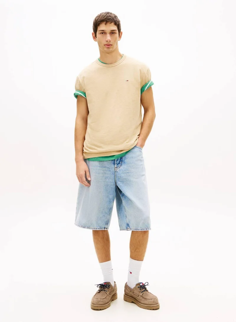 TOMMY JEANS Gentle Gold Flag Regular Fit T-Shirt for Men | Best Price UAE