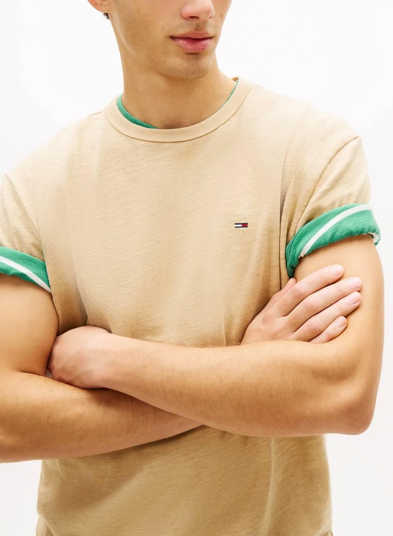 TOMMY JEANS Gentle Gold Flag Regular Fit T-Shirt for Men | Best Price UAE