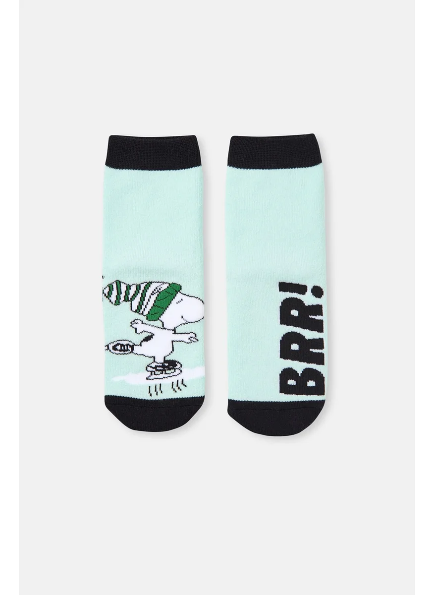 داجي Light Green Kids Snoopy Towel Socks Brr