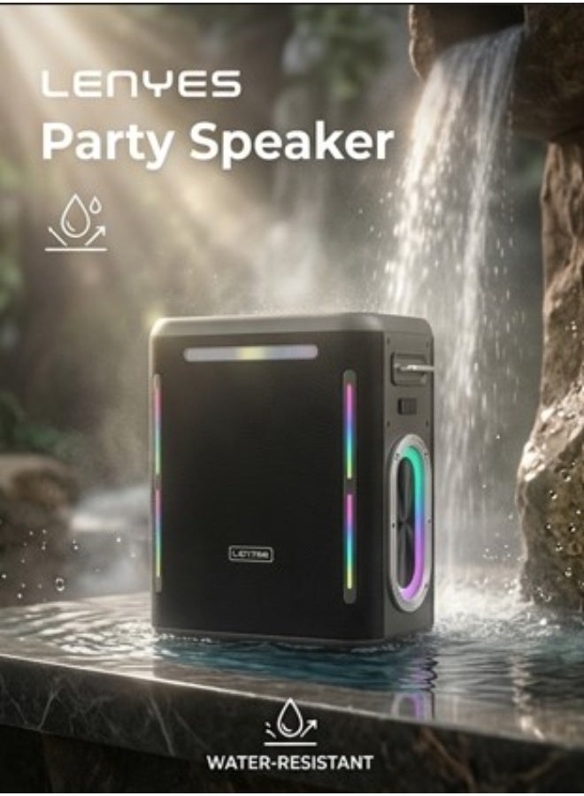 LENYES S837 Professional KTV Party Speaker with 2 Wireless Microphones | Bluetooth Portable Karaoke Speaker | RGB Lights | Rechargeable Battery | 1800mAh Mic Battery | Up to 10 Hours Playtime - Image 4