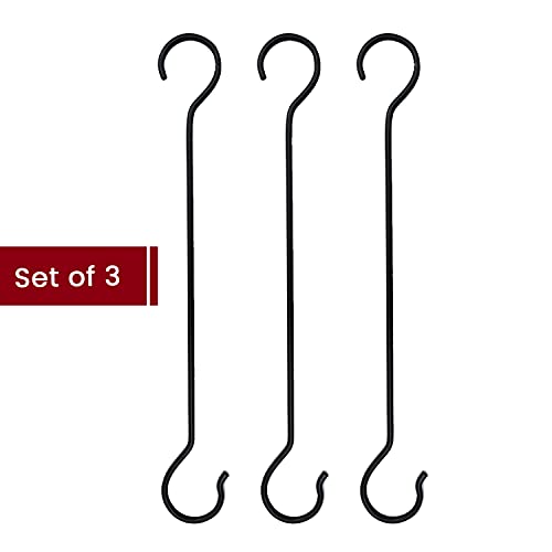 CRAFTCASTLE Large S Hooks Black | Long S Hooks for Hanging Plant | Extension Hooks for Kitchenware, Utensils, Pergola, Closet, Flower Basket S Hook (51 cm – Pack of 3) - Image 5
