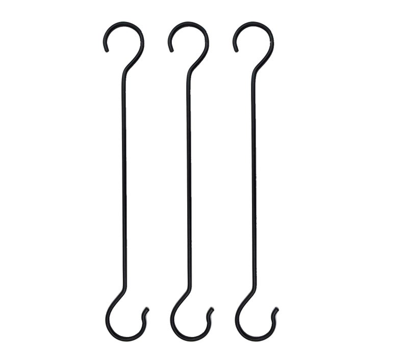 CRAFTCASTLE Large S Hooks Black | Long S Hooks for Hanging Plant | Extension Hooks for Kitchenware, Utensils, Pergola, Closet, Flower Basket S Hook (51 cm – Pack of 3) - Image 1