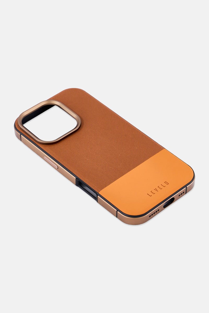 LEVELO iPhone 16 Pro Two-Toned Leather Protective Case, Multicolor - Image 2