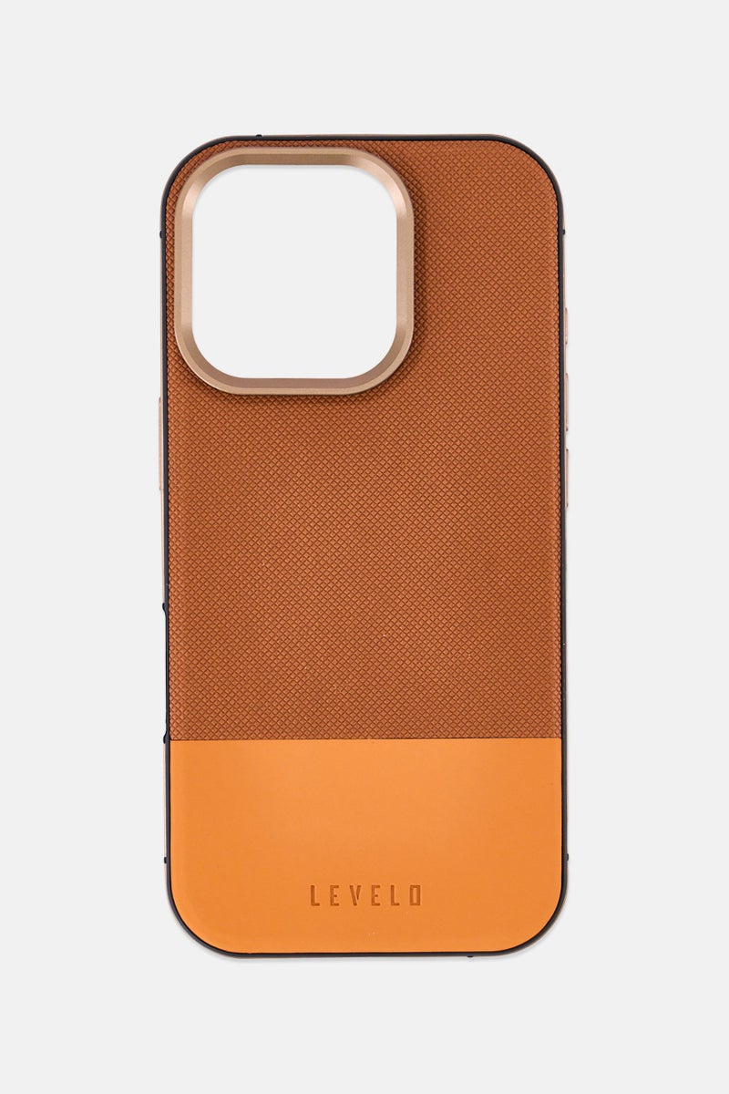 LEVELO iPhone 16 Pro Two-Toned Leather Protective Case, Multicolor - Image 1