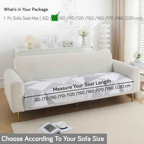 HOKIPO 'Elira Series' Polyester Blend Water Repellent + Waterproof Quilted Sofa Mats | Make Your Own Sofa Cover Set | Length 70cm - Snow White Black Geometry (AR-5242-C9) - Image 5