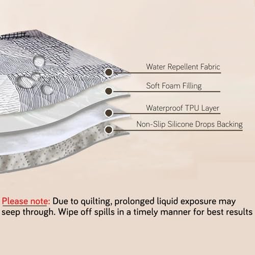 HOKIPO 'Elira Series' Polyester Blend Water Repellent + Waterproof Quilted Sofa Mats | Make Your Own Sofa Cover Set | Length 70cm - Snow White Black Geometry (AR-5242-C9) - Image 2