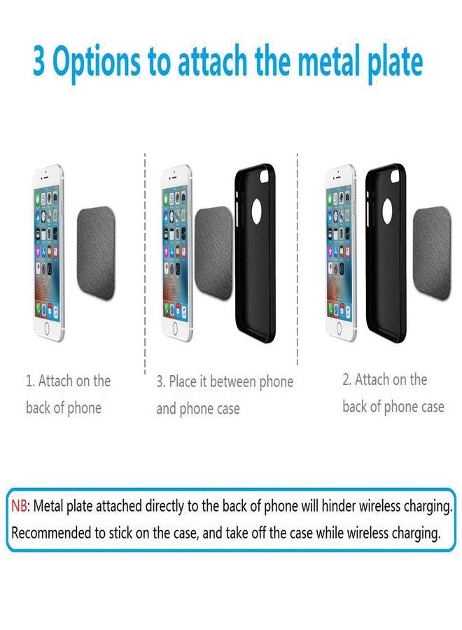 CKANDAY 5 Pcs Adhesive Thin Metal Plates for Magnetic Mounts, Metal Plates for Phone Case,Metal Plates Disc for Iphone Phone Magnet/Car Cell Phone Automobile Magnet Cradles, 2 Rectangle & 3 Round, Black - Image 3