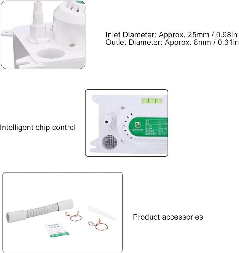 مضخة تكثيف أوتوماتيكية 1200 مل في الساعة لتصريف تكييف الهواء للمزيل الرطوبة - Image 4