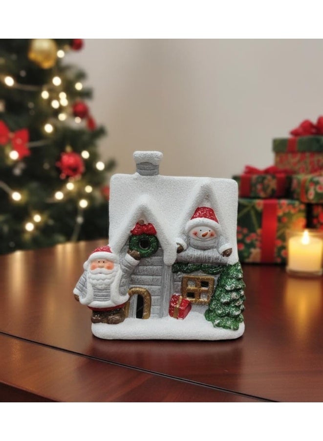 AKDC 14cm Christmas House with Santa Figurine – Festive Decorative Ornament for Home, Table & Mantel Décor - Image 2