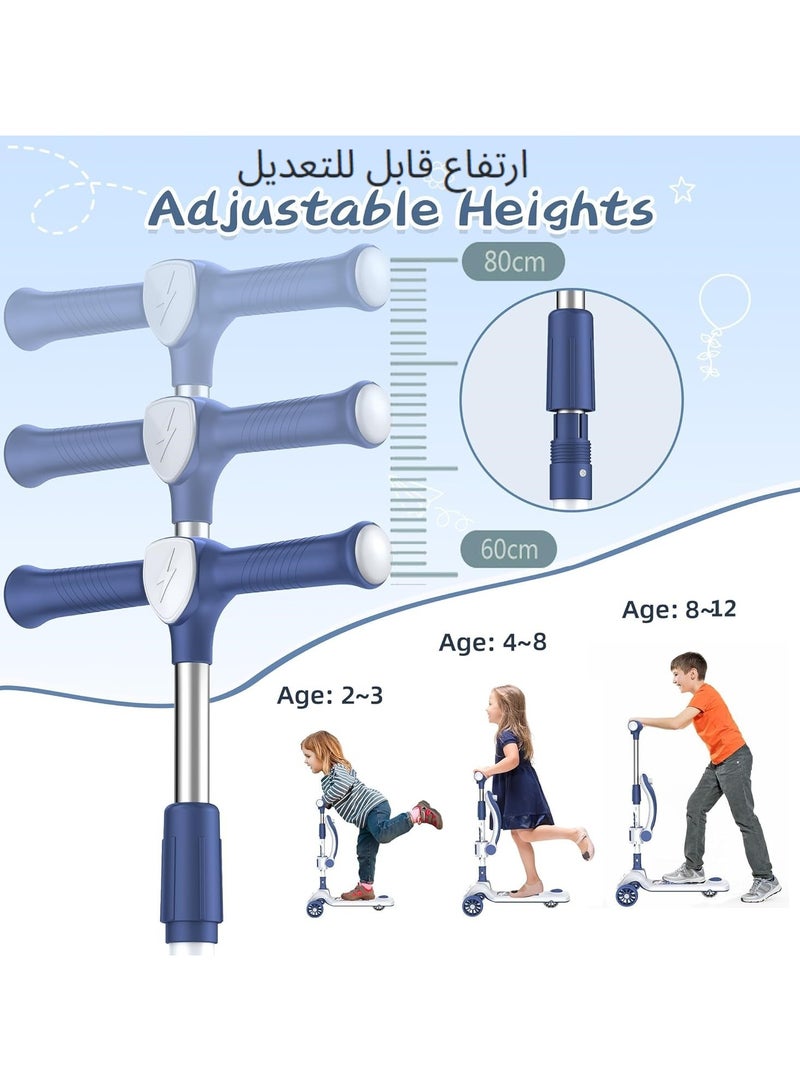 XICEN 3 in 1 Kick Scooter, Adjustable Height Foldable Scooter Removable Seat and LED Lighted Wheels, Lean Widen Anti-Slip Deck, Kids 3 Wheel Scooter for Boys & Girls Ages 2-12 and up to 100 Lbs - Image 4