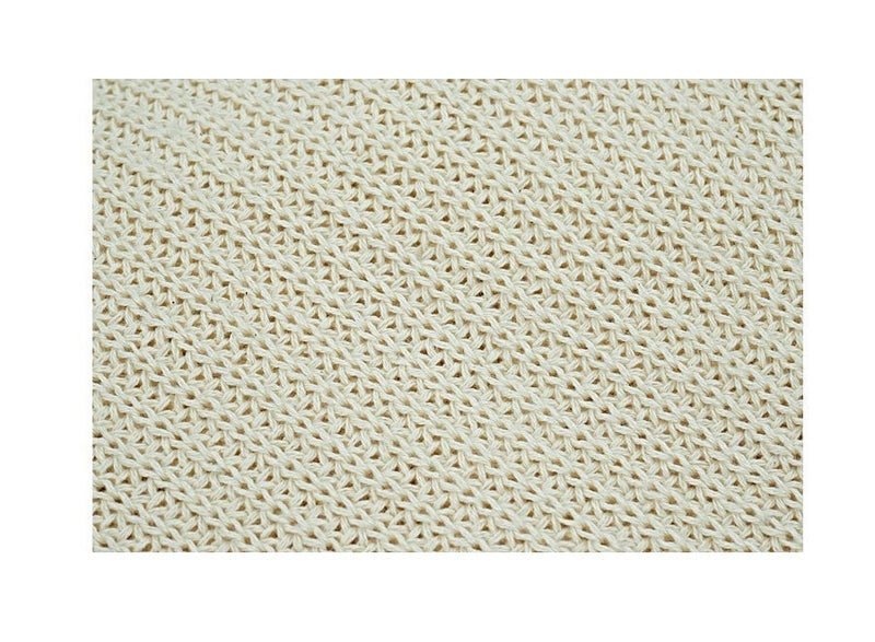Ambrosia 130 x 160 cm Cozy Cotton Knitted Throw Beige Blanket for Couch and Bed, Premium 400GSM Soft Breathable Boho Decorative Runner Cover Travel Picnic Mat - Image 4