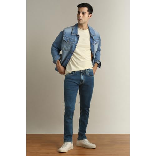 Peter England Men Blue Mid Wash Jeans - Image 5