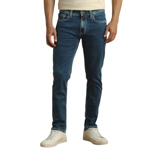 Peter England Men Blue Mid Wash Jeans - Image 1