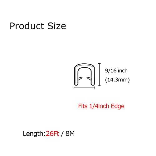 Tintvent Rubber Edge Trim Black 26Feet, Fits 1/4” Edge, Flexible U Shape Seal Strip for Sharp/Rough Surfaces, Cars, Trucks, Boats - Image 2