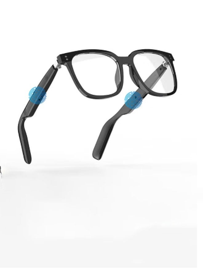 Neutral Stylish smart glasses integrating music playback, voice calls, gaming voice chat, and AI voice functions, suitable for leisure, office, and outdoor sports settings. - Image 1