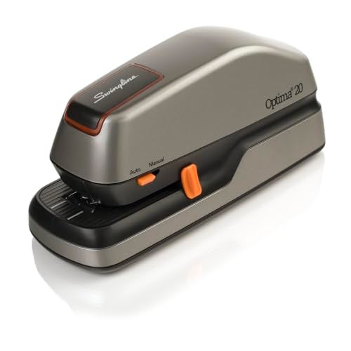 Swingline Electric Stapler, 20 Sheet Capacity, Optima 20, Jam Free, Auto or Manual, Plug In or Battery, Silver (48208) - Image 1