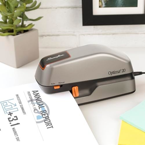 Swingline Electric Stapler, 20 Sheet Capacity, Optima 20, Jam Free, Auto or Manual, Plug In or Battery, Silver (48208) - Image 5