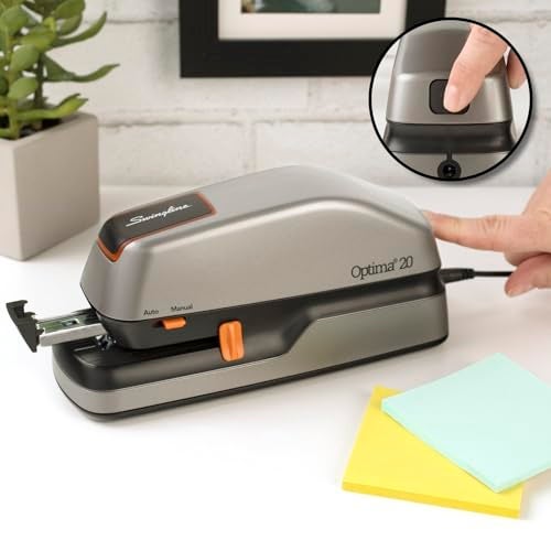 Swingline Electric Stapler, 20 Sheet Capacity, Optima 20, Jam Free, Auto or Manual, Plug In or Battery, Silver (48208) - Image 4