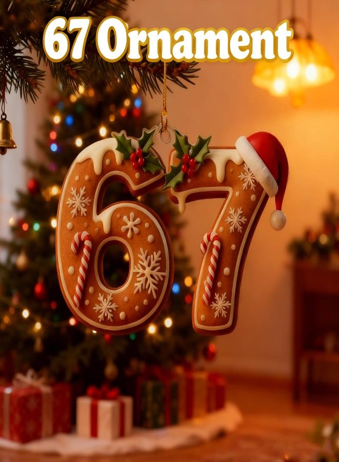 MYSQIHO 3 قطع من زينة عيد الميلاد المضحكة لعام 2025، زينة 6 7، زينة سانتا لشجرة عيد الميلاد، زينة أكريليك 6 7، 67 هدية للمراهقين (C) - Image 2