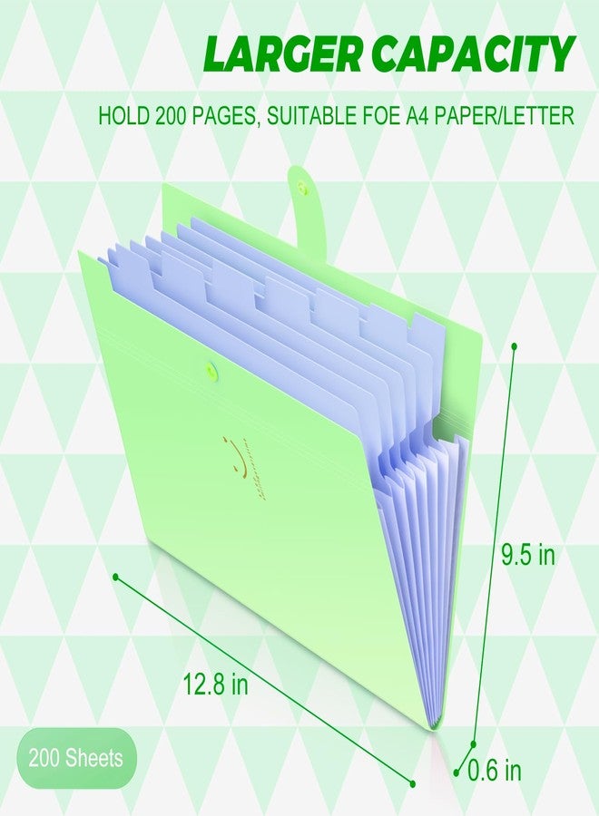 Nicecho Expanding File Folder, 8 Pockets Accordion File Organizer, A4 Letter Size Paper Document Receipt Organizer Accordian Filing Folder for Classroom, Home, Office and Travel(Grass Green) - Image 3