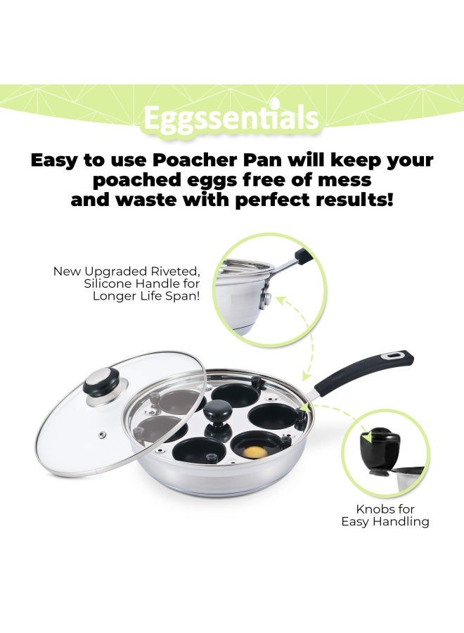 Eggssentials Egg Poacher Pan Nonstick Poached Egg Maker Stainless Steel Egg Poaching Pan Poached Eggs Cooker Food Grade Safe PFOA Free with Spatula Egg Poachers Cookware - Image 4