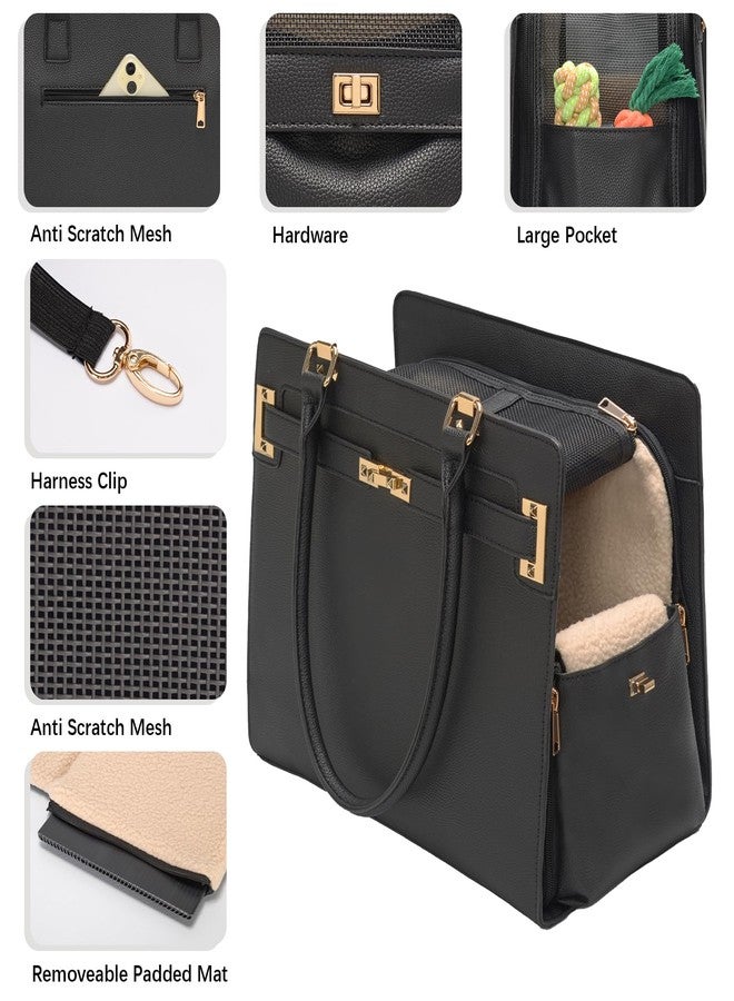 Minsong 2-in-1 Stylish Dog Purse Carrier Soft-Sided Carriers Travel Tote Bag for Small Dogs Cats, Fashion Foldable Pet Bag for Puppies Small Animals with Pockets (Black, 15" L x 7.5" W x 12.2" H) - Image 5