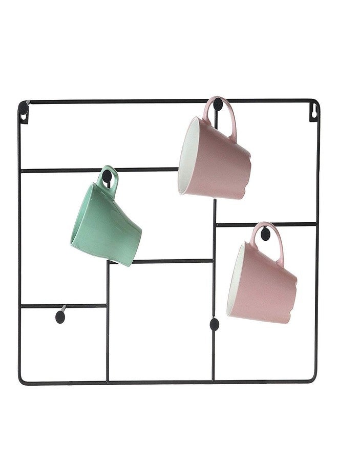 OGFC 201466 Decorative Wall Mounted 6-Hook Metal Mug & Cup Rack - Black - Image 4