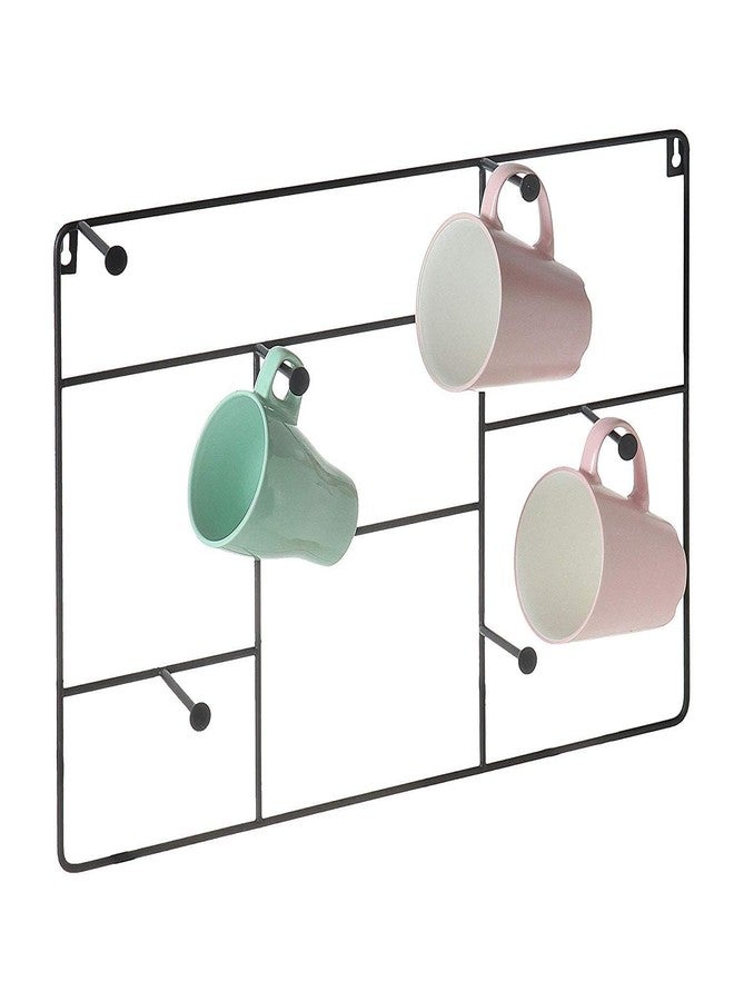 OGFC 201466 Decorative Wall Mounted 6-Hook Metal Mug & Cup Rack - Black - Image 1