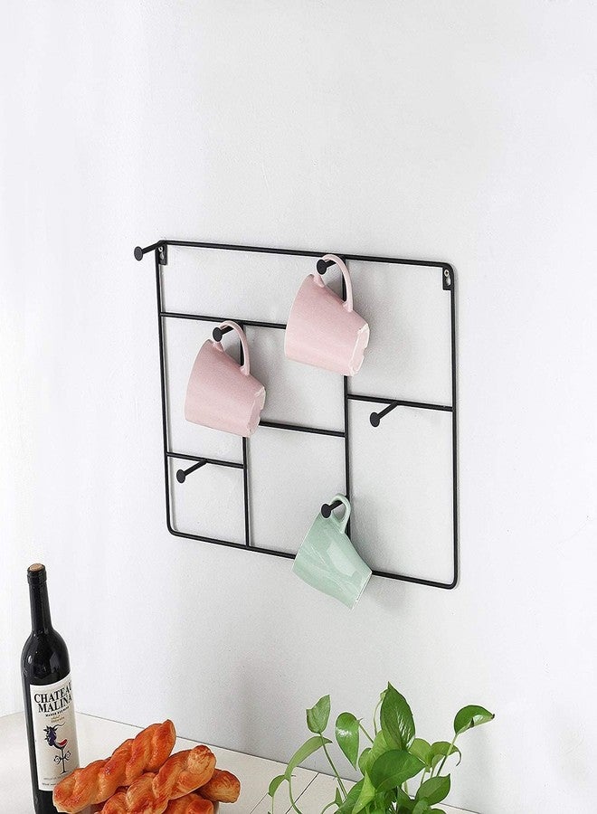 OGFC 201466 Decorative Wall Mounted 6-Hook Metal Mug & Cup Rack - Black - Image 5