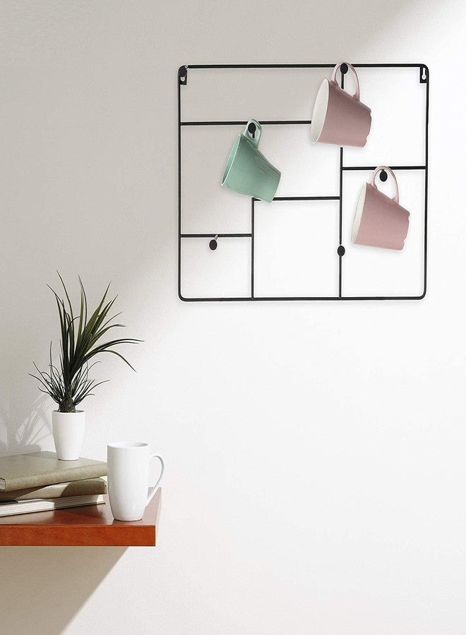 OGFC 201466 Decorative Wall Mounted 6-Hook Metal Mug & Cup Rack - Black - Image 2