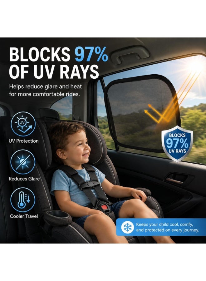 4-Pack Car Window Shades - 19" x 12" in Side Window Cover for SUVs, Sedans, and Trucks - Protects Baby from UV Rays and Glare - Cling Design for Easy Use - Image 2