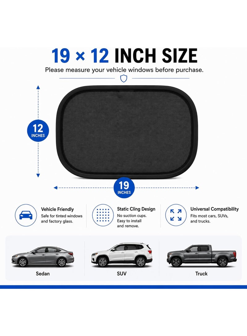 4-Pack Car Window Shades - 19" x 12" in Side Window Cover for SUVs, Sedans, and Trucks - Protects Baby from UV Rays and Glare - Cling Design for Easy Use - Image 5