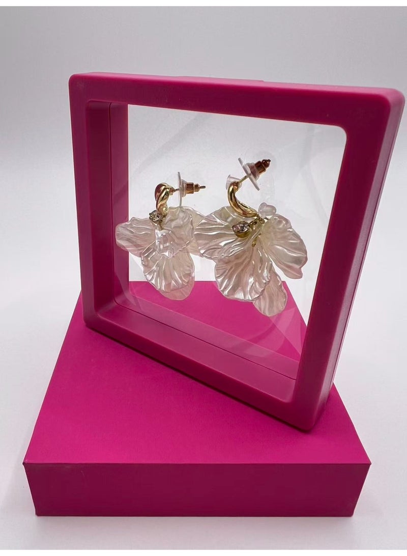 Flower Leaf Lightweight Women Jewelry, Statement Cluster Earring Gold Plated Fashion Design with Ruby Luxury Gift Box - Image 3