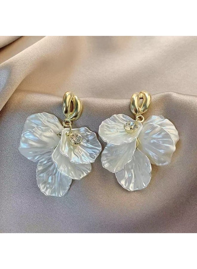 Flower Leaf Lightweight Women Jewelry, Statement Cluster Earring Gold Plated Fashion Design with Ruby Luxury Gift Box - Image 2