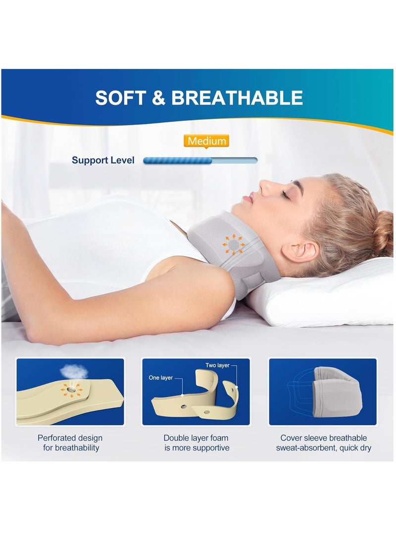 Arabest - Neck Brace for Neck Pain and Support, Soft Neck Support Relieves Pain & Pressure in Spine for Women & Men, Wrap Align Stabilize Vertebrae Foam Cervical Collar for Sleeping (3" Depth Collar) - Image 1