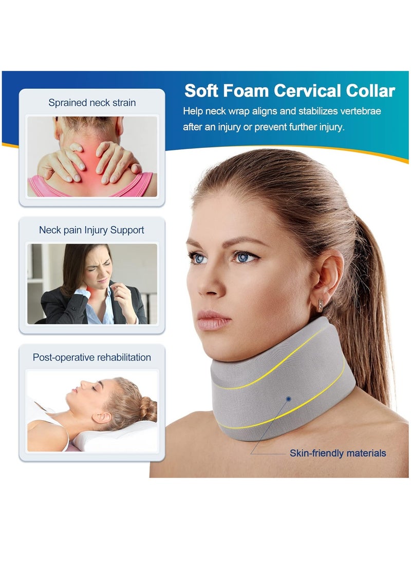 Arabest - Neck Brace for Neck Pain and Support, Soft Neck Support Relieves Pain & Pressure in Spine for Women & Men, Wrap Align Stabilize Vertebrae Foam Cervical Collar for Sleeping (3" Depth Collar) - Image 1