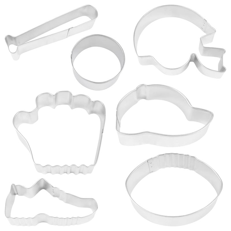 R&M International R&M International Sports Cookie Cutters  Baseball Cap  Bat  Glove  Football  Helmet  Sneaker  Circle  7-Piece Set  - Image 2