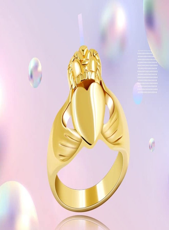 يولوفيدو خاتم Uloveido ذهبي اللون بتصميم تاج وقلب على شكل قلب إيرلندي، خاتم وعد زفاف مصقول للغاية، مجوهرات صداقة للنساء، Y981-ذهبي (مقاس 7) - Image 4