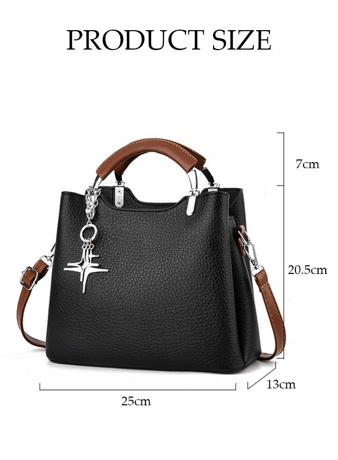 Ladies' Shoulder Bag，Ladies' Crossbody Bag，Large Capacity Handbag，Soft Leather，Simple and Versatile，Suitable for Commuting，Black  - Image 2