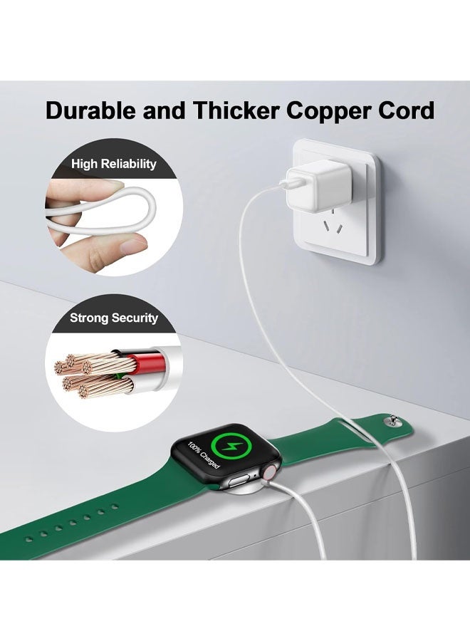 كابل شحن مغناطيسي سريع لساعة Apple Watch [محمول] شحن لاسلكي مغناطيسي متوافق مع سلسلة iWatch Ultra/SE/11/10/9/8/7/6/5/4/- أبيض - Image 4