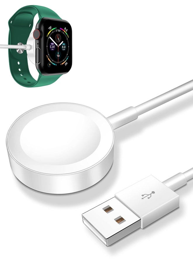 كابل شحن مغناطيسي سريع لساعة Apple Watch [محمول] شحن لاسلكي مغناطيسي متوافق مع سلسلة iWatch Ultra/SE/11/10/9/8/7/6/5/4/- أبيض - Image 1