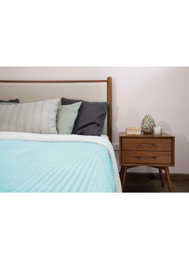 Mintra - Sherpa & Strip Flannel Light Blue 200181 size 220x180cm - Image 1