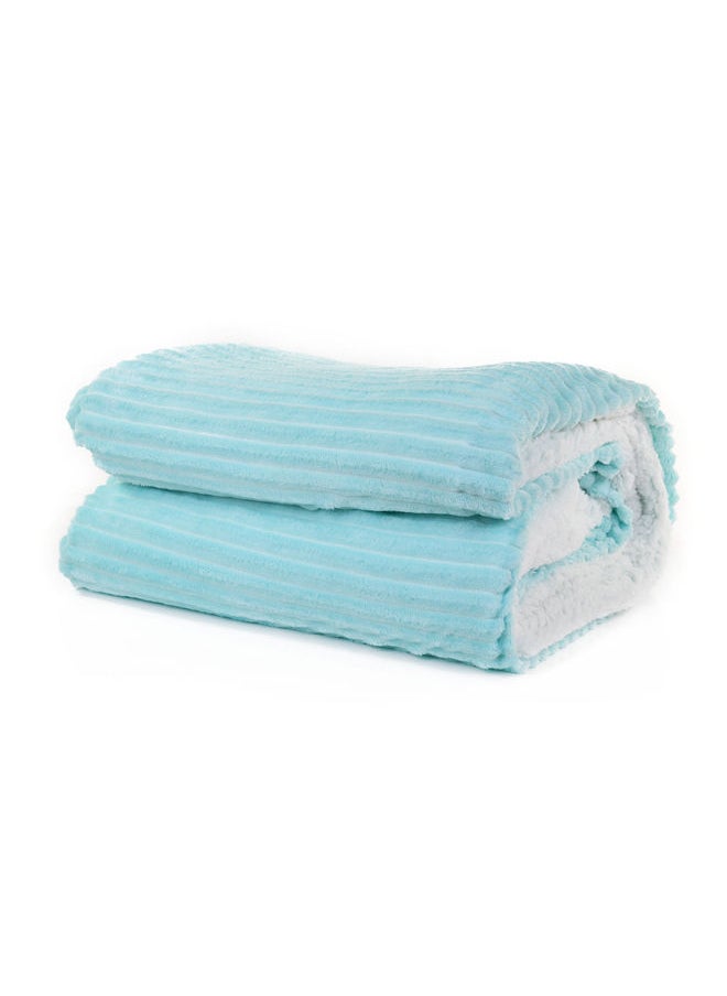 Mintra - Sherpa & Strip Flannel Light Blue 200181 size 220x180cm - Image 1